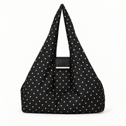 Maat:Small | Kleur:Black Polka-dot | NOMO Keychain Tote vooraanzicht, karabijnhaak op achterkant