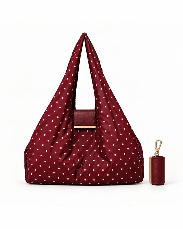 NOMO Keychain Tote Burgundy Polka-dot