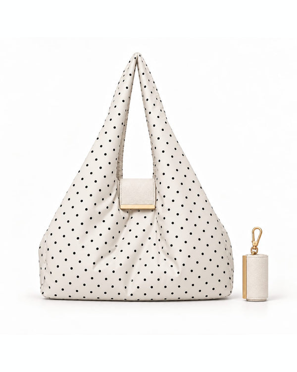 NOMO Keychain Tote White Polka-dot